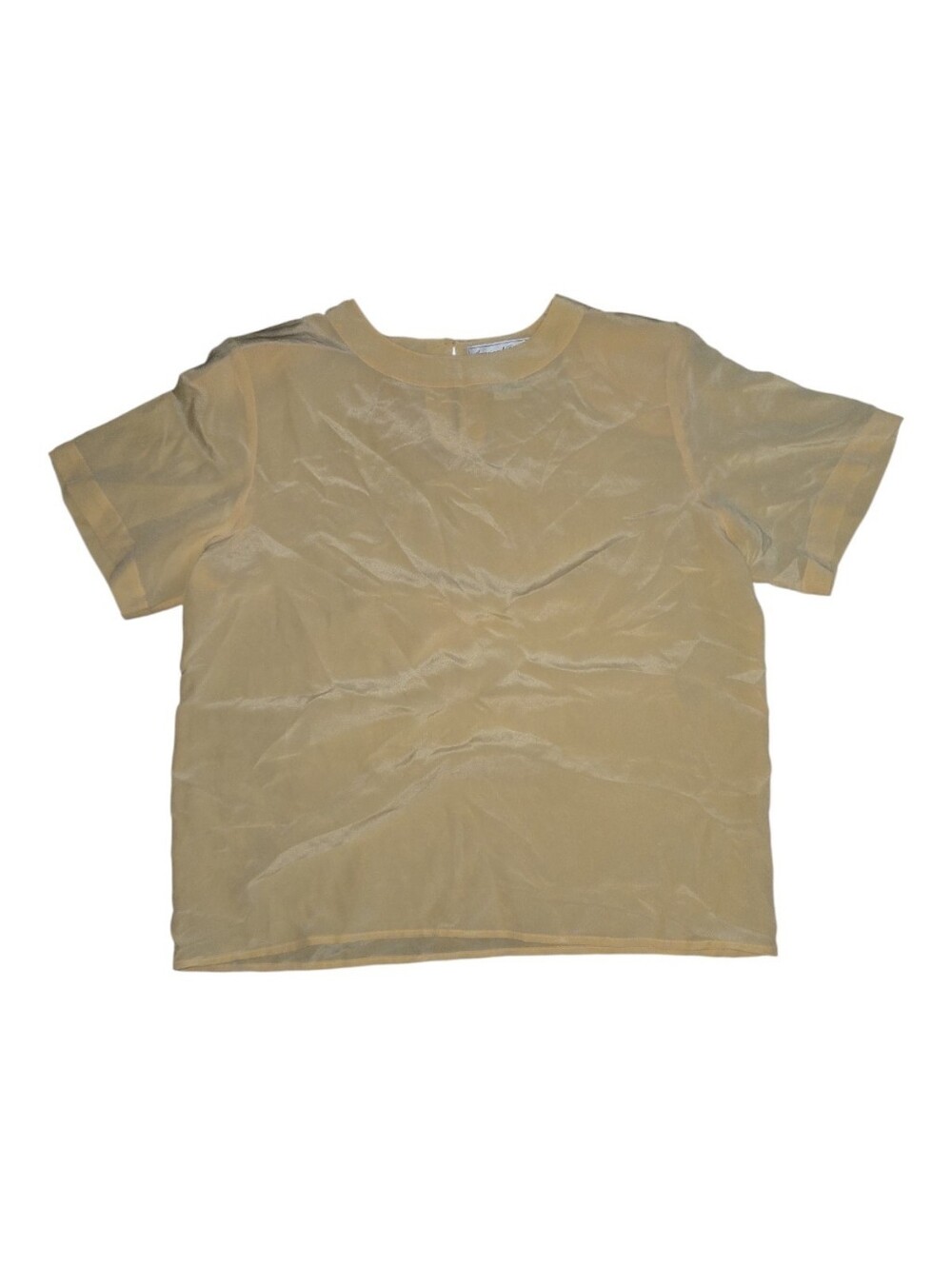 Anna And Frank Short Sleeve 100% Silk Top In Light Yellow Size M